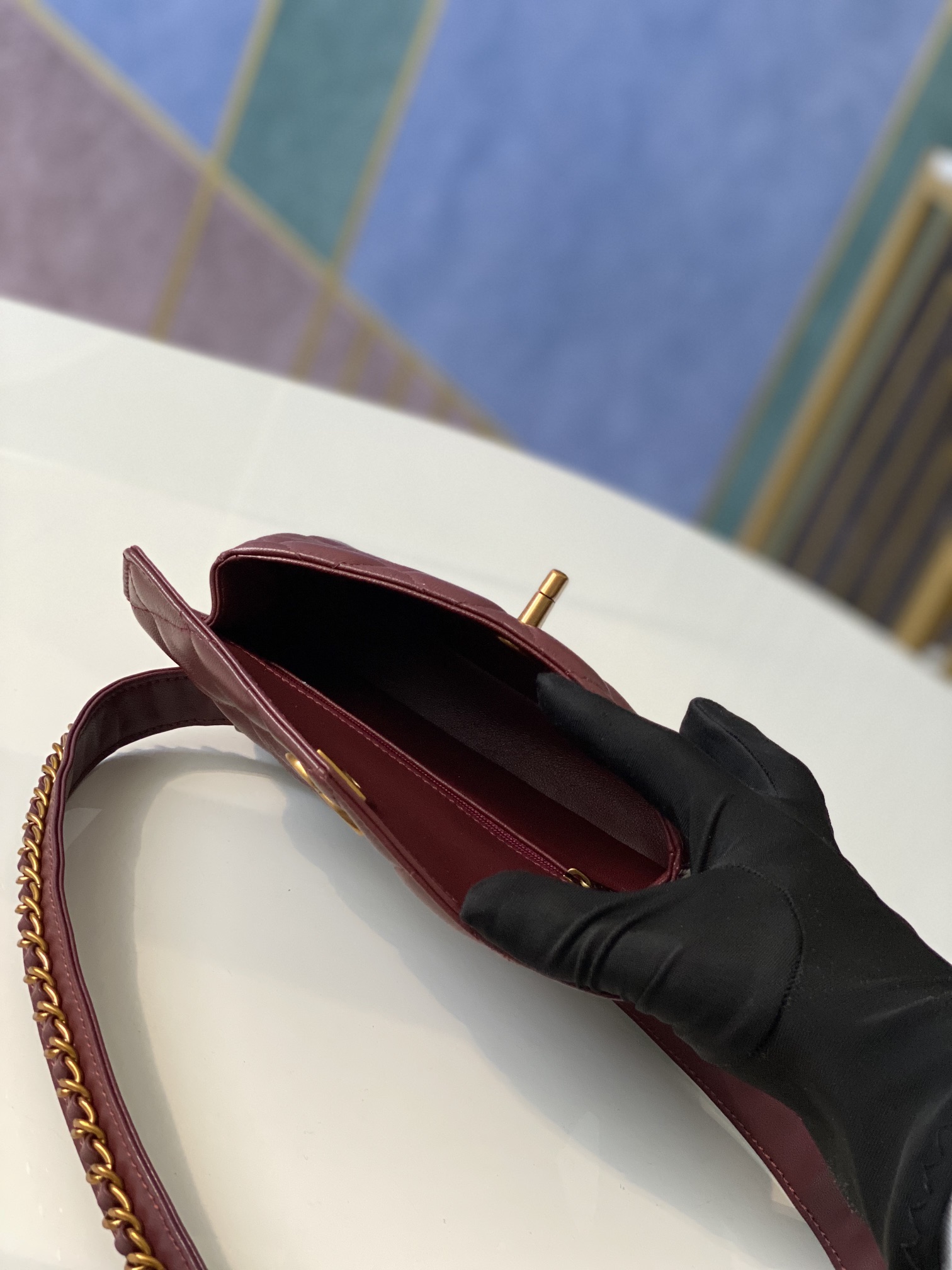Bagsaa Ch**el Belt bag Burgundy 18*3.5*12cm