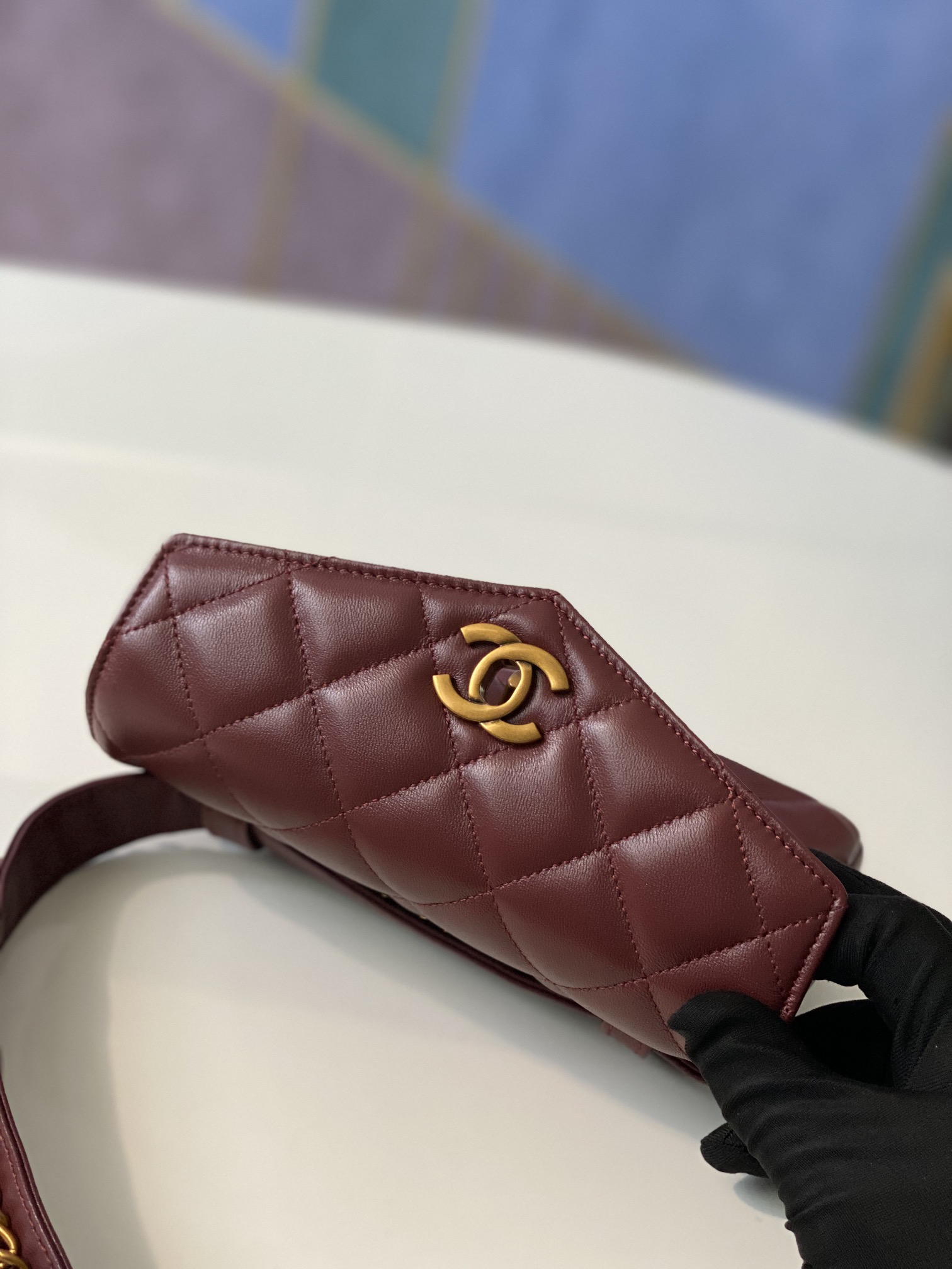 Bagsaa Ch**el Belt bag Burgundy 18*3.5*12cm