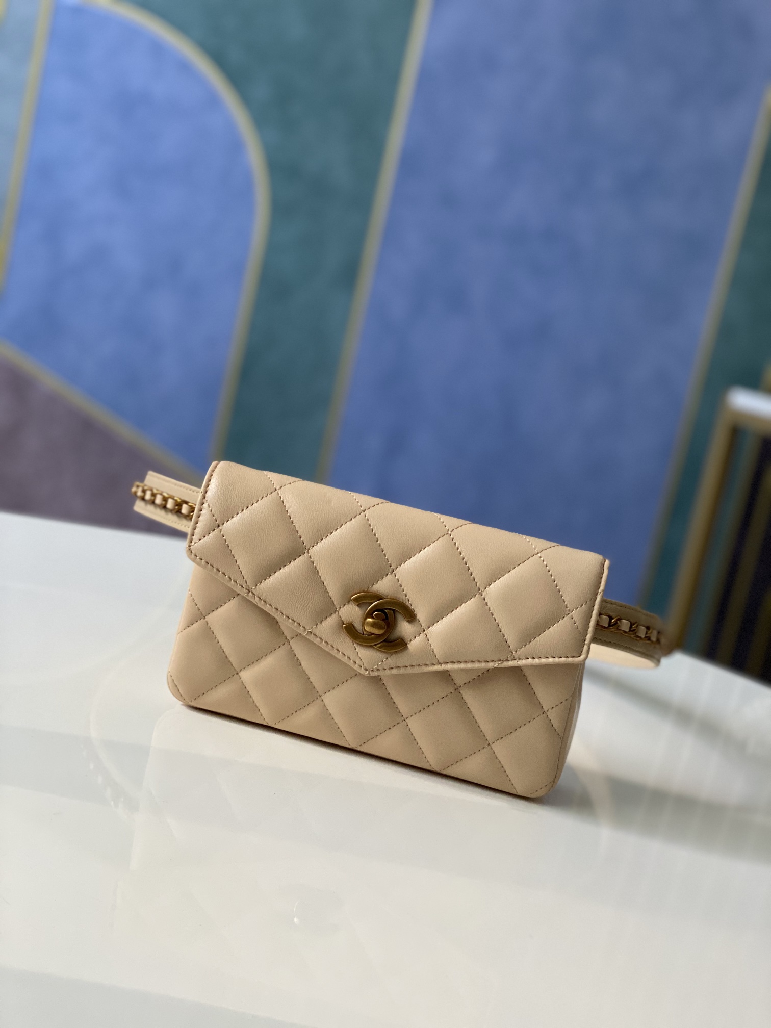 Bagsaa Ch**el Belt bag Beige 18*3.5*12cm