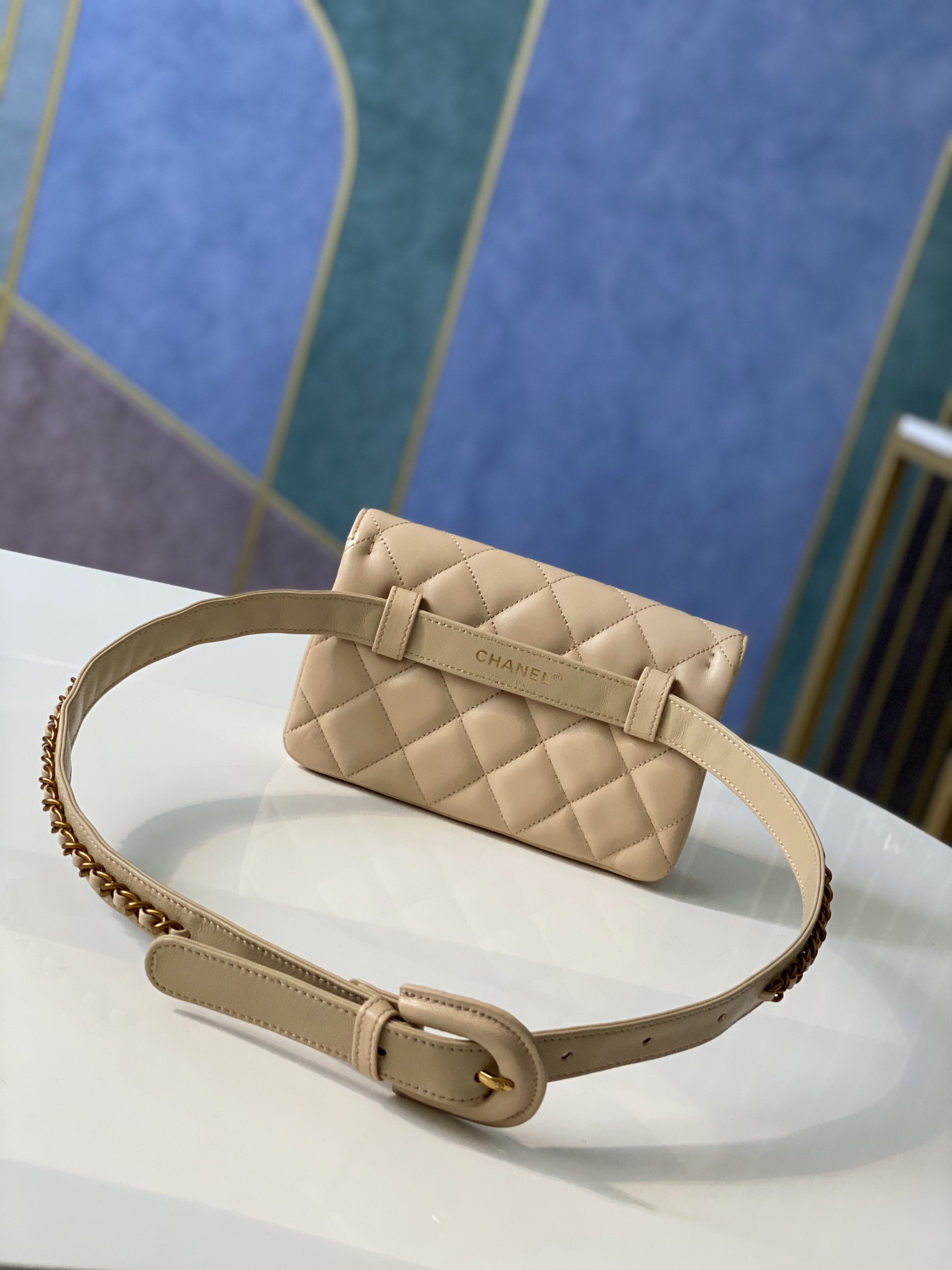 Bagsaa Ch**el Belt bag Beige 18*3.5*12cm