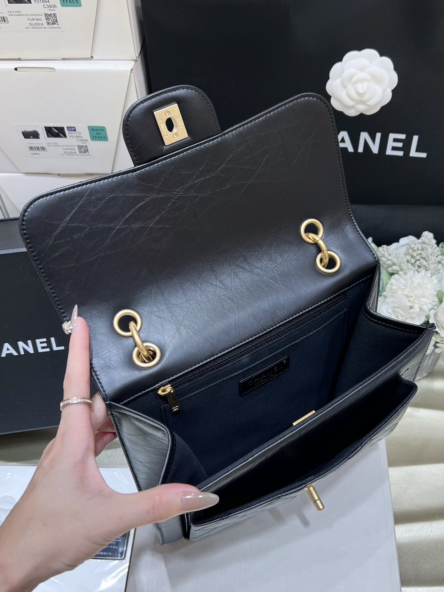 Bagsaaa Ch**el Backpack Black Leather - 25*22*6cm