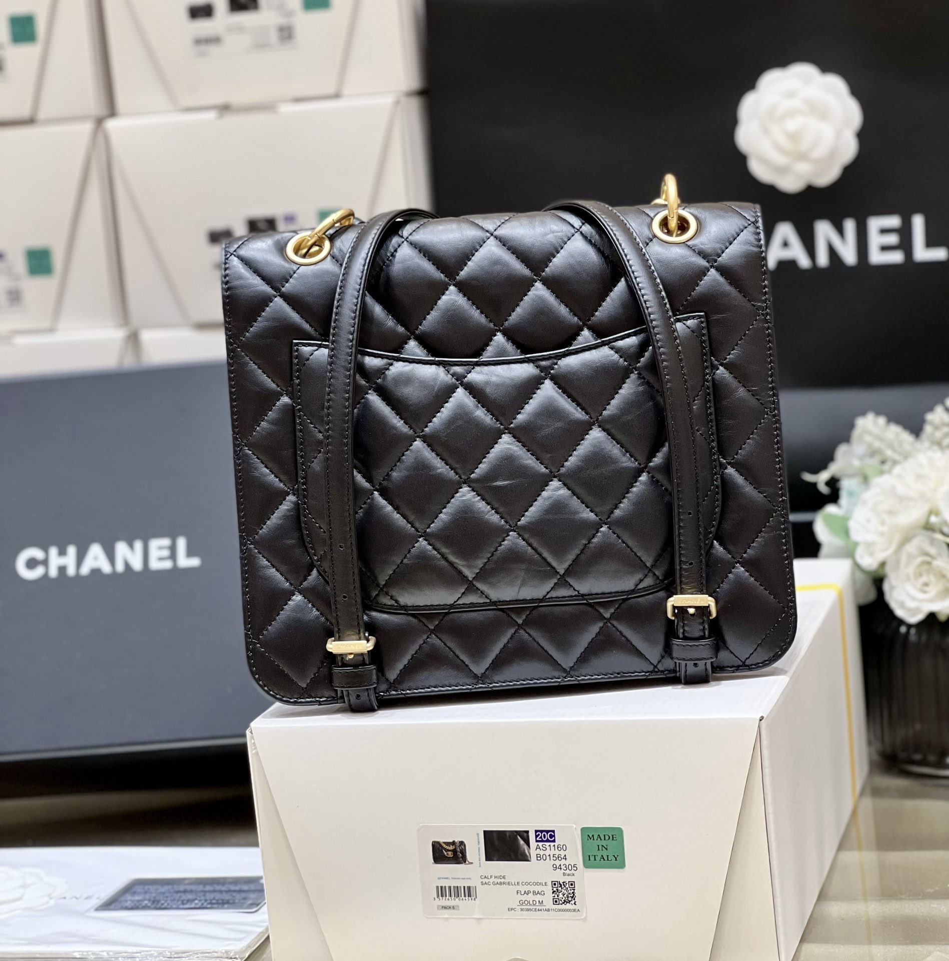 Bagsaaa Ch**el Backpack Black Leather - 25*22*6cm