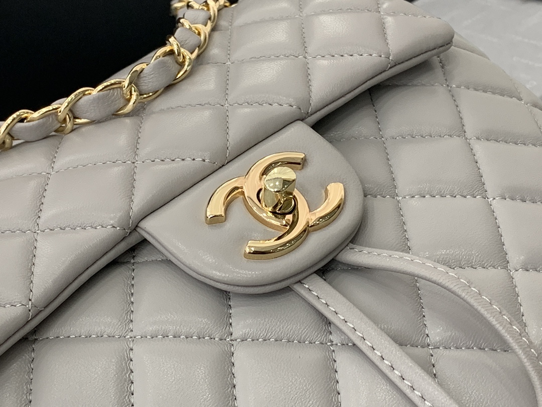 Bagsaaa Ch**el Urban Spirit Grey Lambskin Leather Gold Hardware - 25X20X10CM