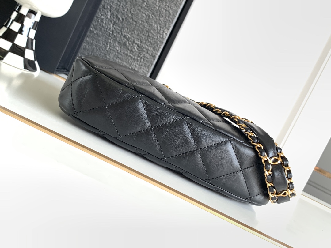Bagsaaa Ch**el 19 Hobo Shoulder Black Bag - 28x18x5.5cm
