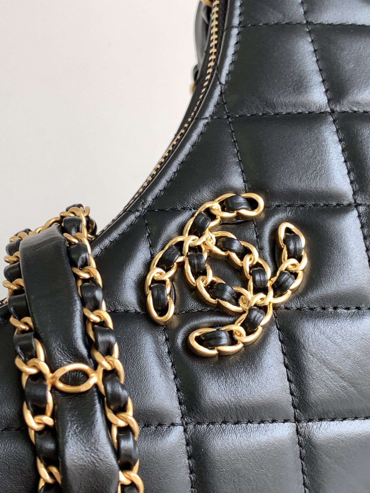 Bagsaaa Ch**el 19 Hobo Shoulder Black Bag - 28x18x5.5cm