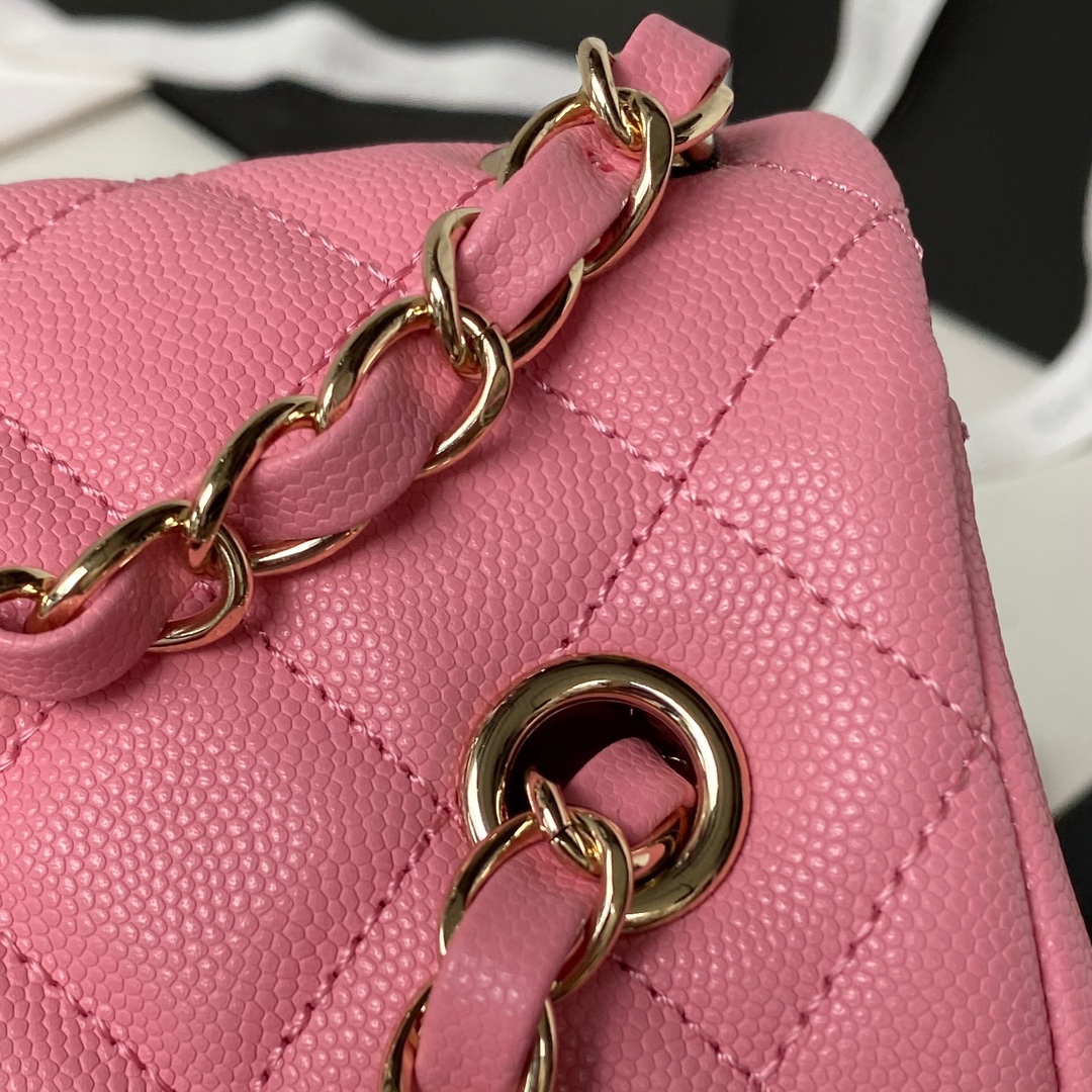 Bagsaaa Ch**el Duma Cargo Backpack Pink Caviar Leather - 21.5x19.5x12cm