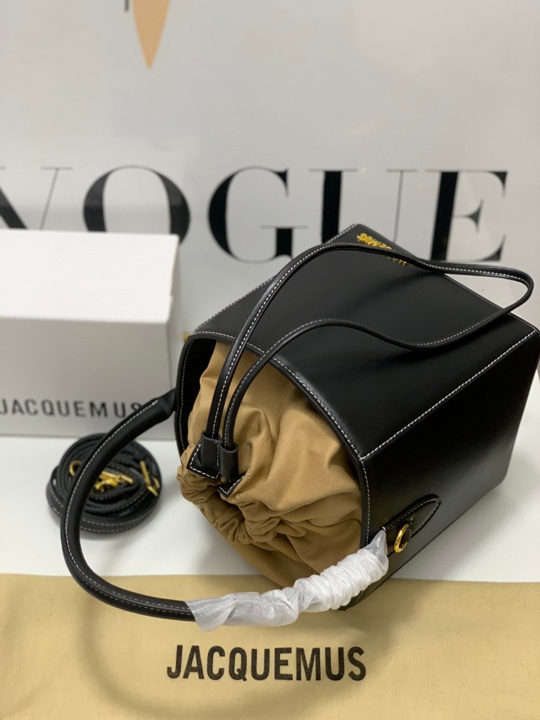 Bagsaaa Jacquemus Bucket Cube Black Bag - 16*18*17cm