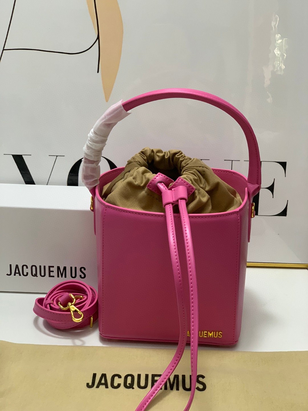 Bagsaaa Jacquemus Bucket Cube Pink Bag - 16*18*17cm