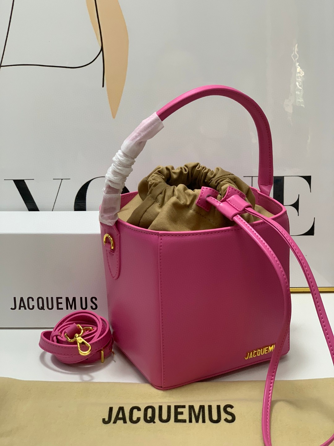 Bagsaaa Jacquemus Bucket Cube Pink Bag - 16*18*17cm