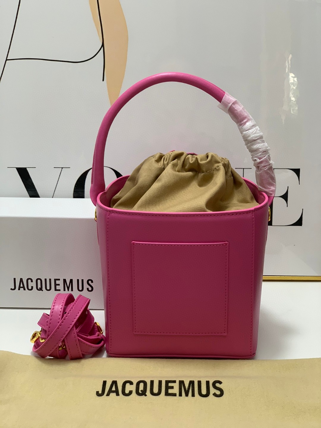 Bagsaaa Jacquemus Bucket Cube Pink Bag - 16*18*17cm