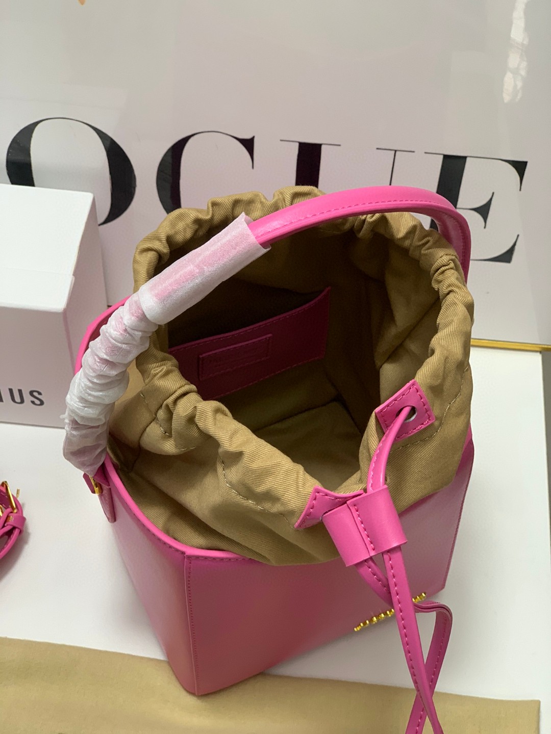 Bagsaaa Jacquemus Bucket Cube Pink Bag - 16*18*17cm
