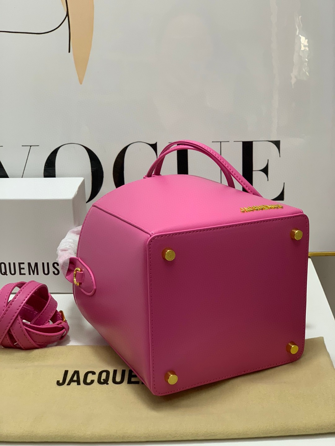 Bagsaaa Jacquemus Bucket Cube Pink Bag - 16*18*17cm