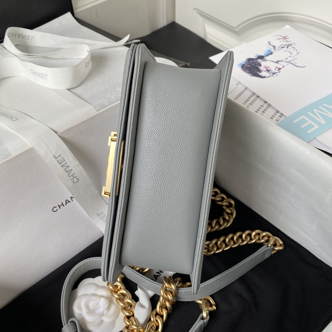 Bagsaaa Ch**el Le Boy Top Handle Caviar Grey 20cm