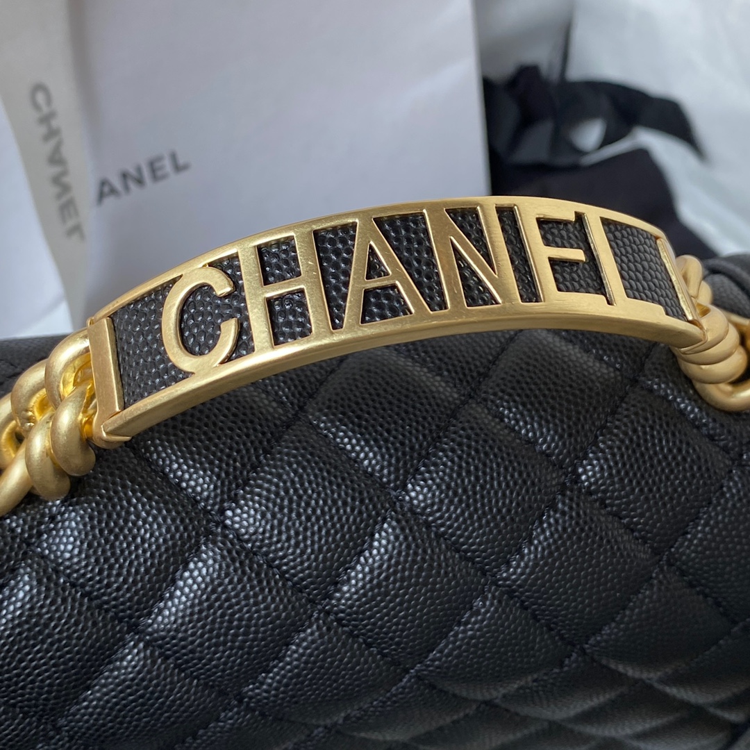 Bagsaaa Ch**el Le Boy Top Handle Caviar Black 20cm