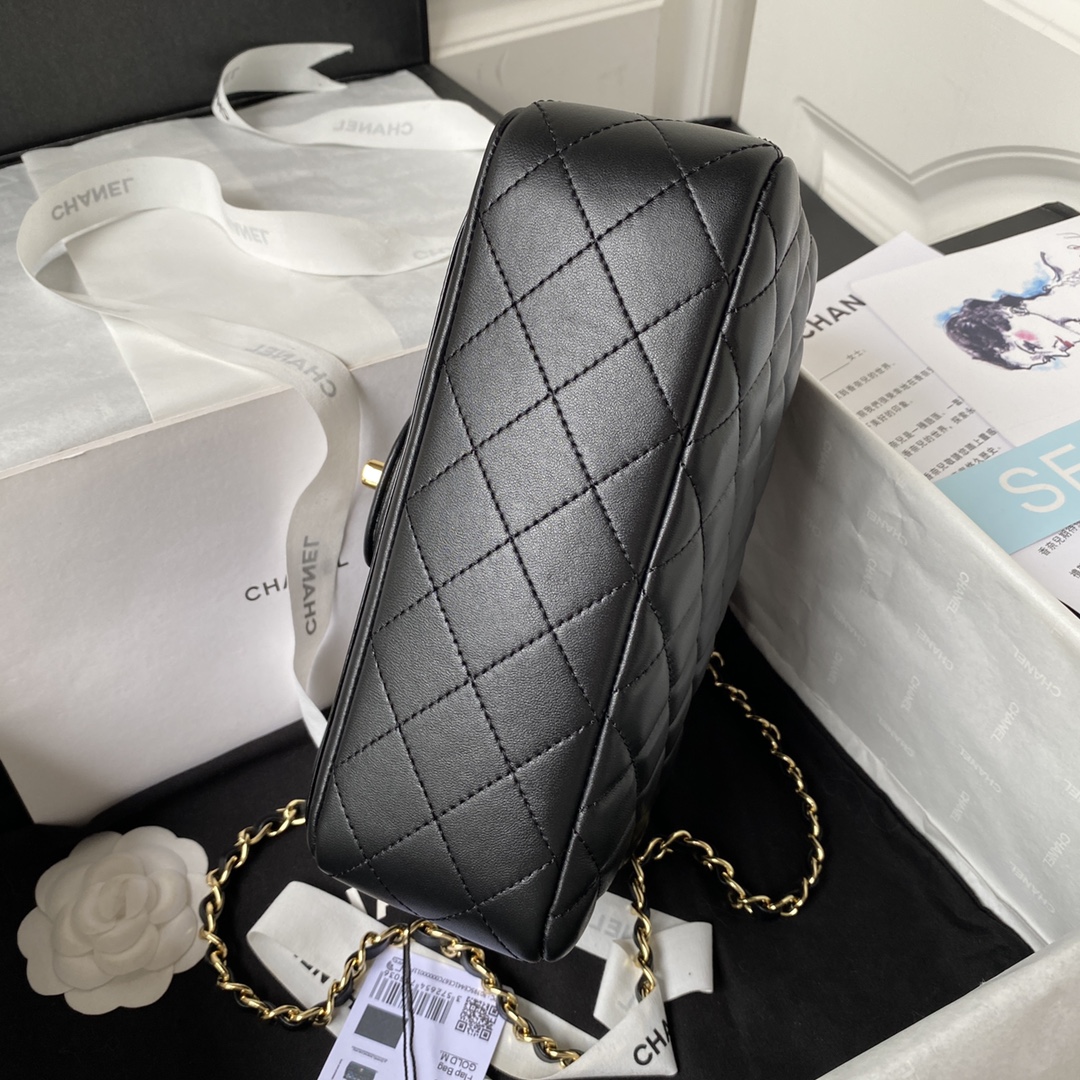Bagsaaa Ch**el Mini Flap Bag AS4288 Black Size 13.5 × 20 × 6.5 cm