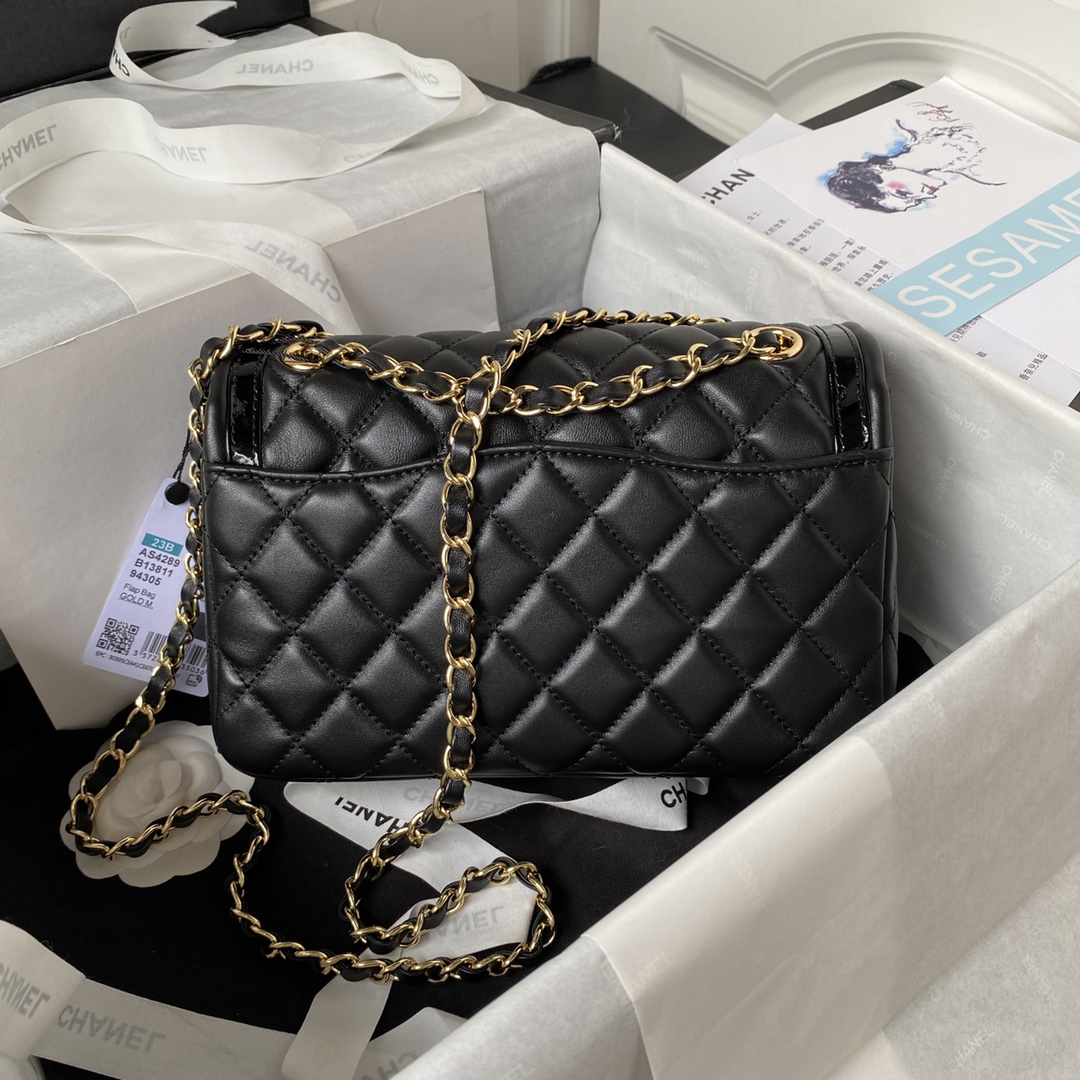 Bagsaaa Ch**el Mini Flap Bag AS4288 Black Size 13.5 × 20 × 6.5 cm