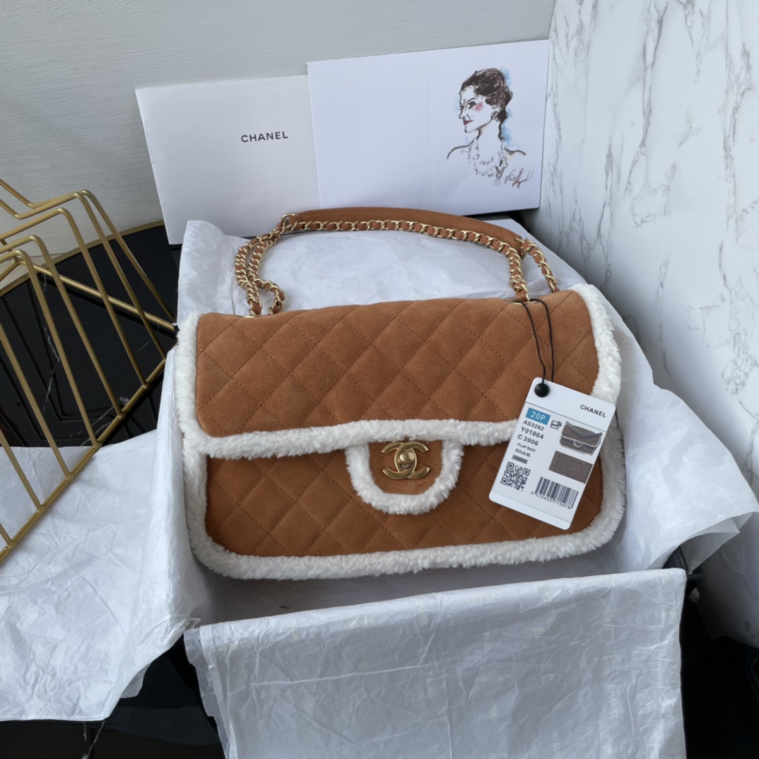 Bagsaaa Ch**el Flap Bag Shearling Bag - 26X15X7.5cm 
