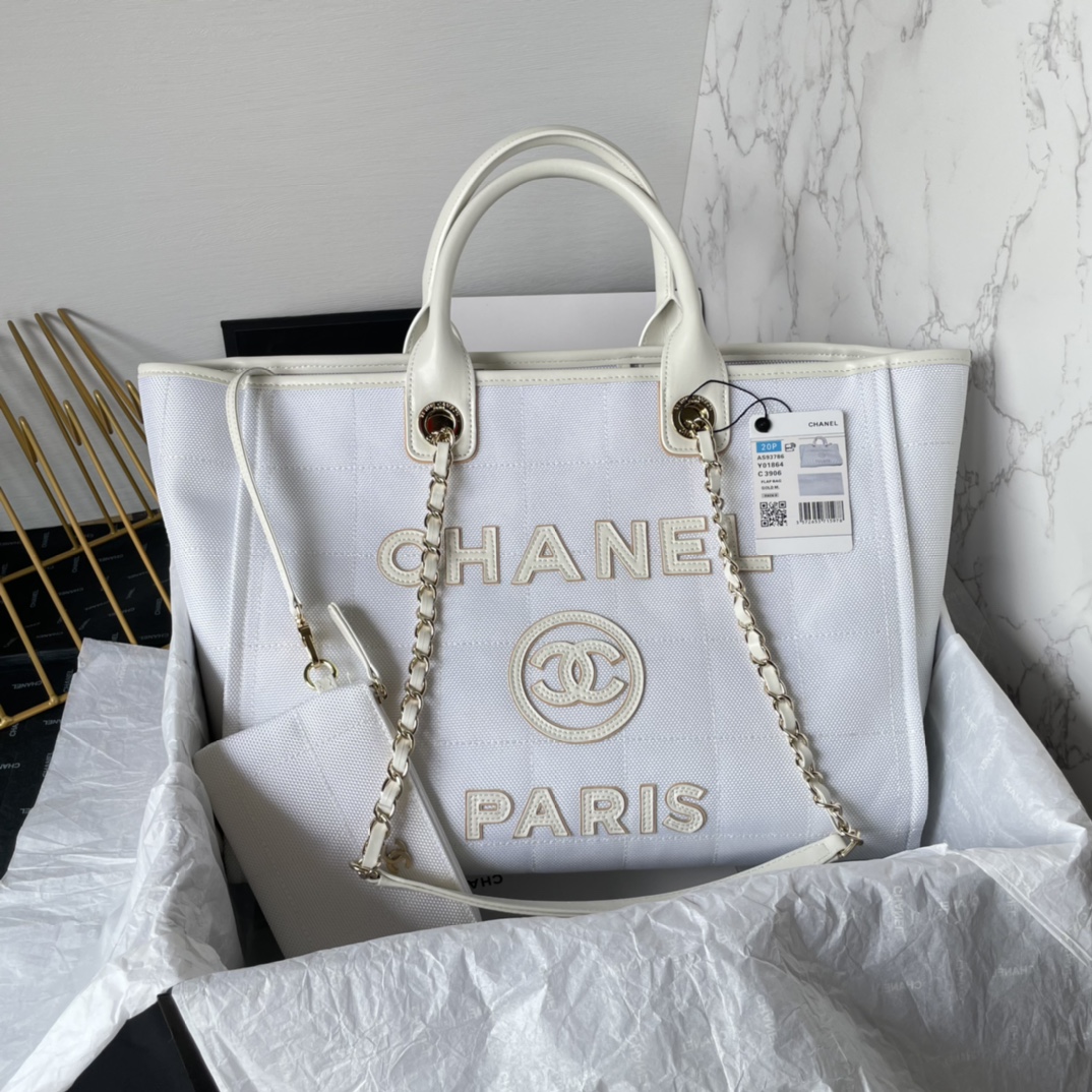 Bagsaaa Ch**el Medium Deauville White Tote 36cm