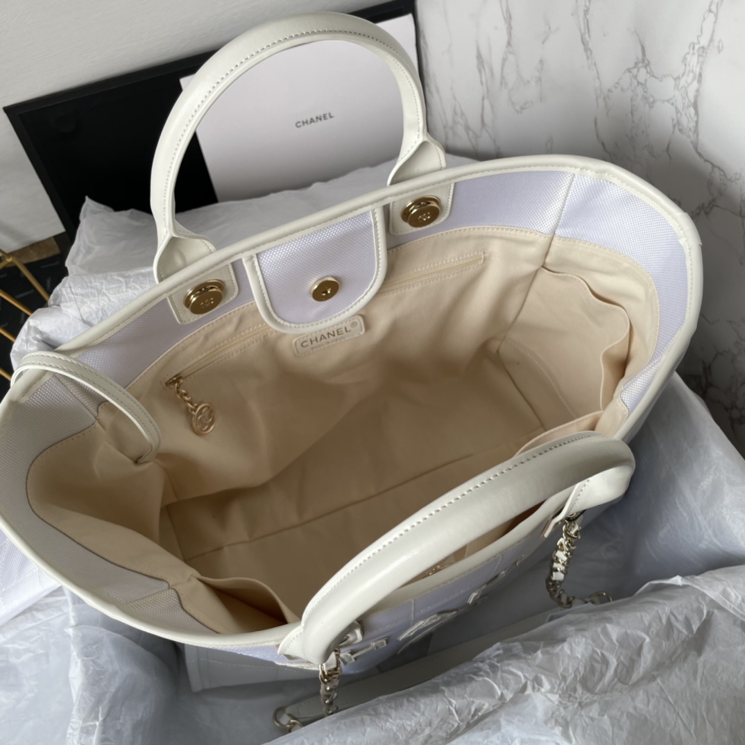 Bagsaaa Ch**el Medium Deauville White Tote 36cm
