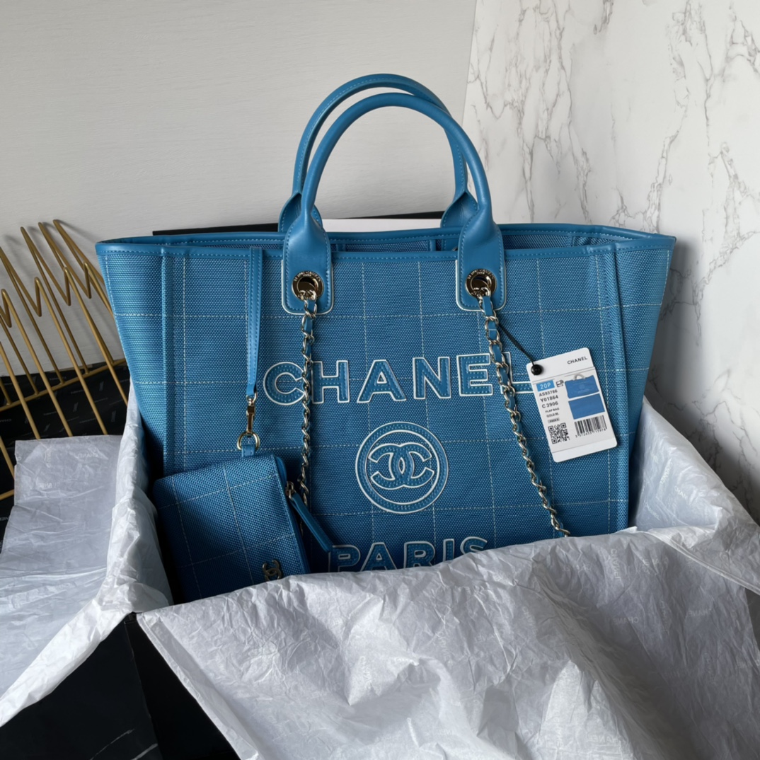 Bagsaaa Ch**el Medium Deauville Blue Tote 36cm