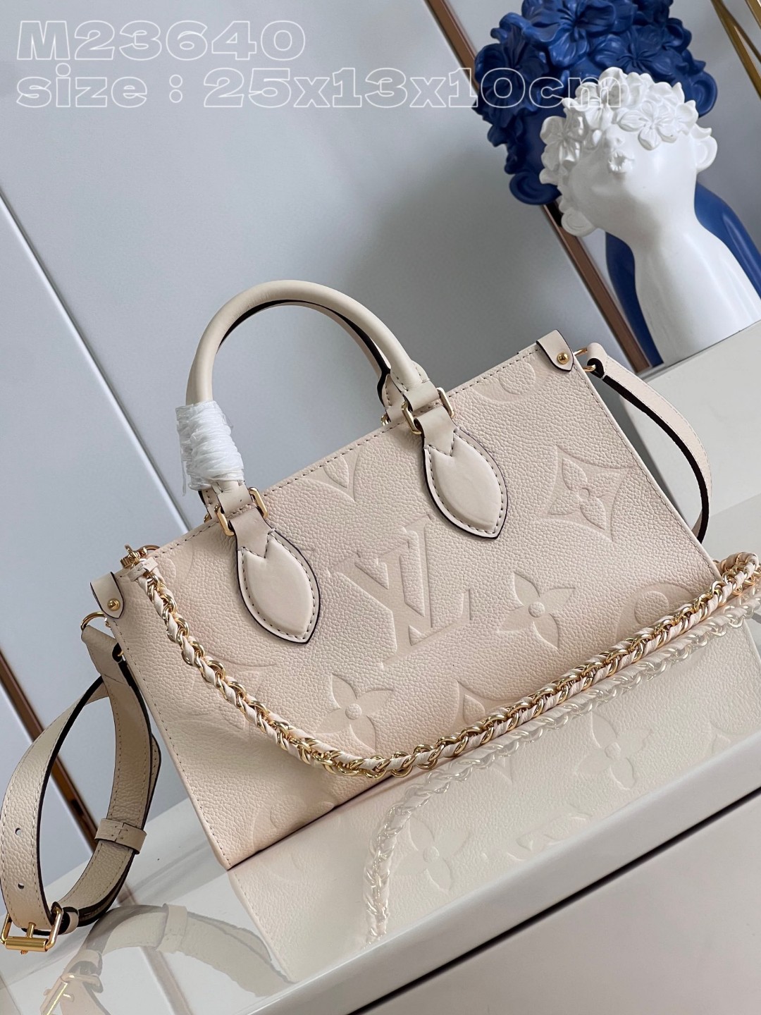Bagsaaa L0vis Vvtt0n Onthego East West Cream M23698 - 25 x 13 x 10 cm