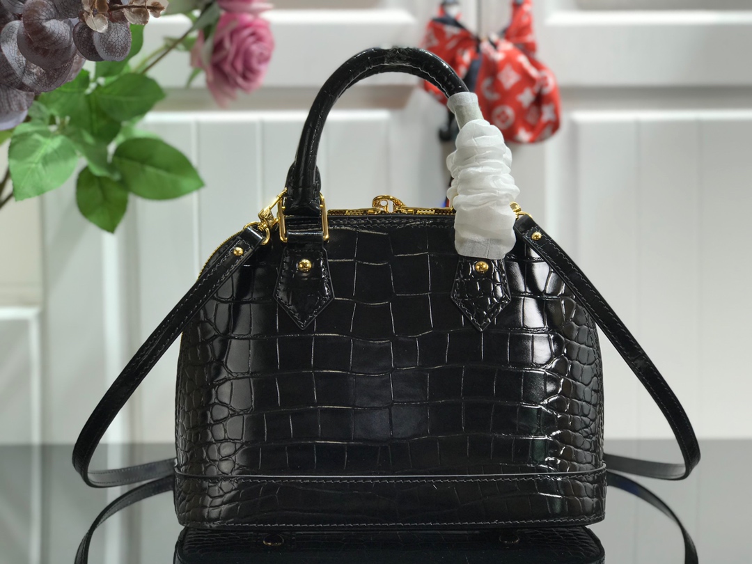 Bagsaaa L0vis Vvtt0n Alma Crocodile Leather Black - 25* 17.5*11.5cm