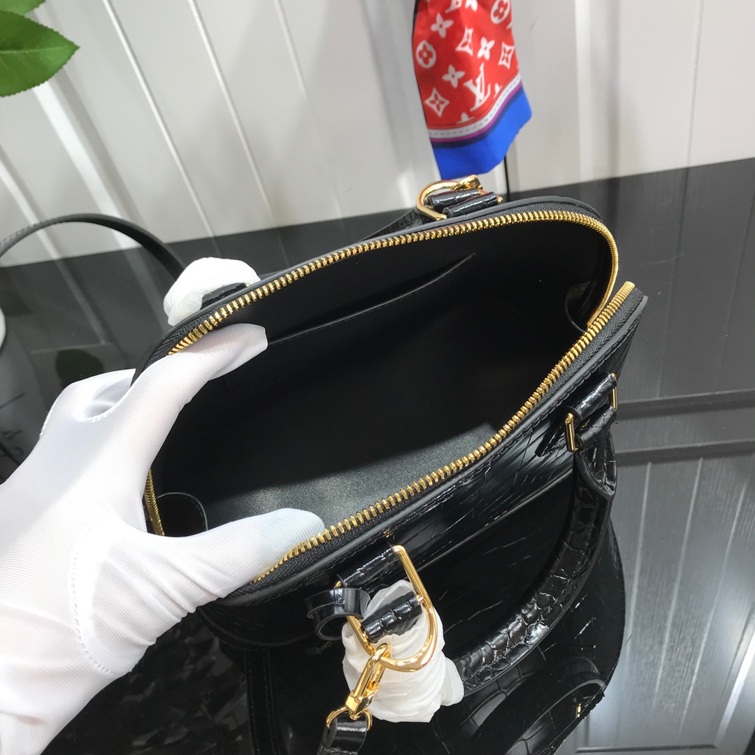 Bagsaaa L0vis Vvtt0n Alma Crocodile Leather Black - 25* 17.5*11.5cm