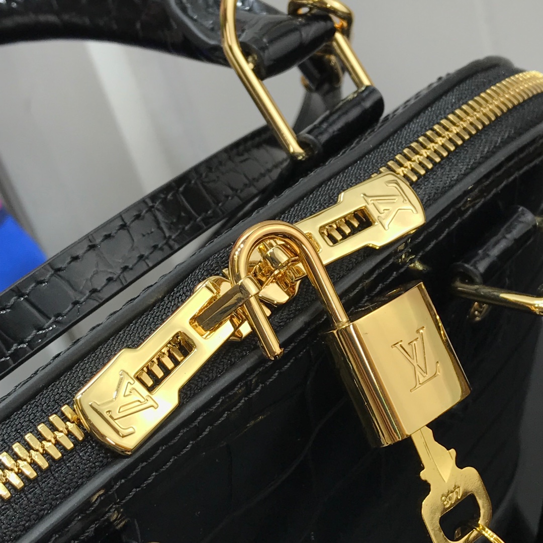 Bagsaaa L0vis Vvtt0n Alma Crocodile Leather Black - 25* 17.5*11.5cm