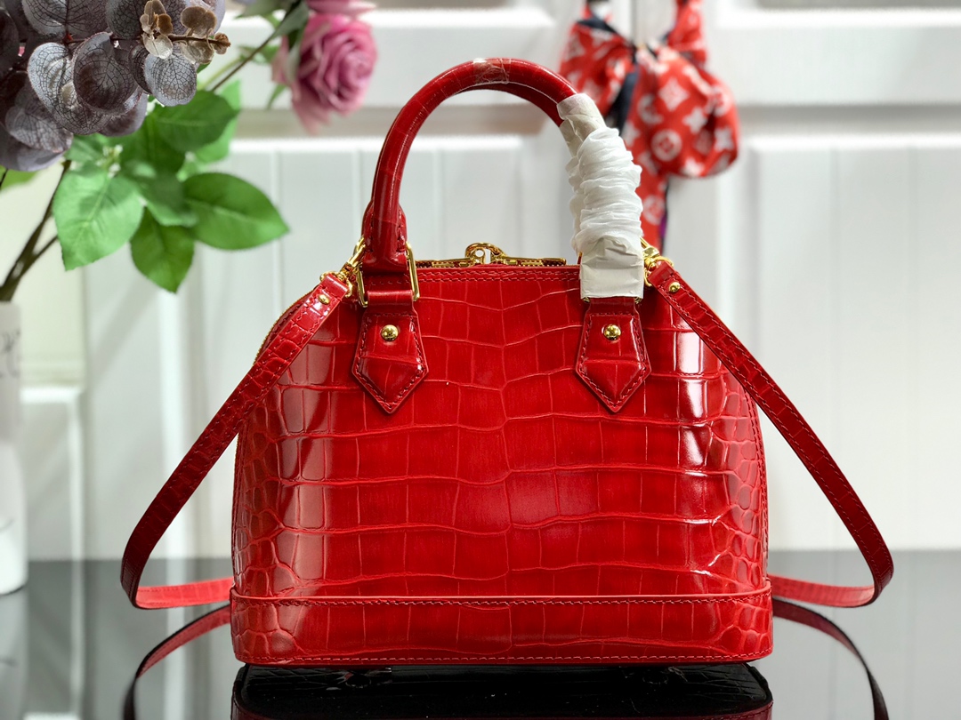 Bagsaaa L0vis Vvtt0n Alma Crocodile Leather Red - 25* 17.5*11.5cm
