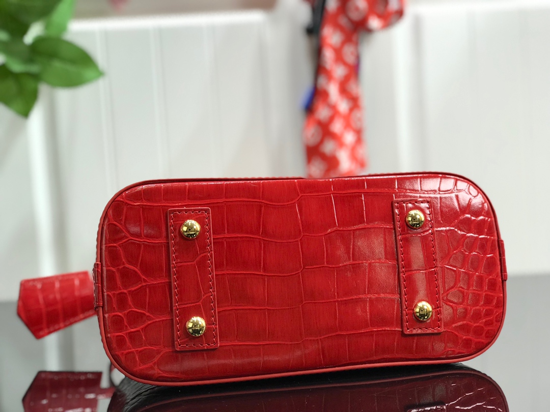 Bagsaaa L0vis Vvtt0n Alma Crocodile Leather Red - 25* 17.5*11.5cm