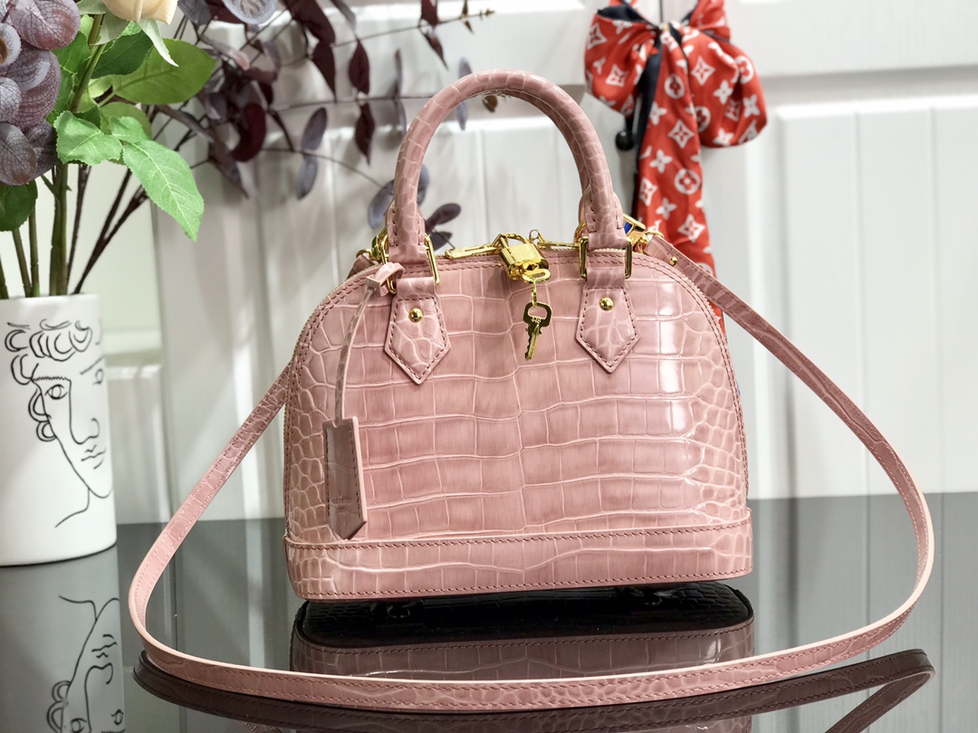 Bagsaaa L0vis Vvtt0n Alma Crocodile Leather Pink25* 17.5*11.5cm