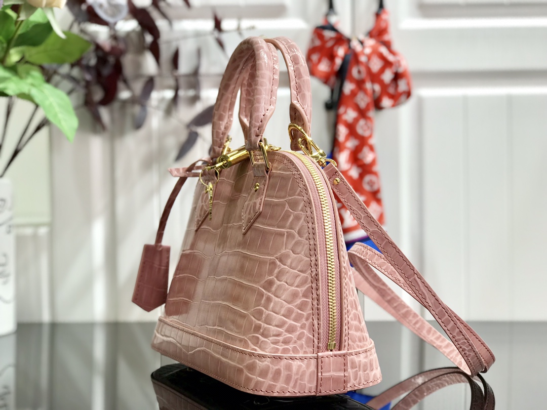 Bagsaaa L0vis Vvtt0n Alma Crocodile Leather Pink25* 17.5*11.5cm