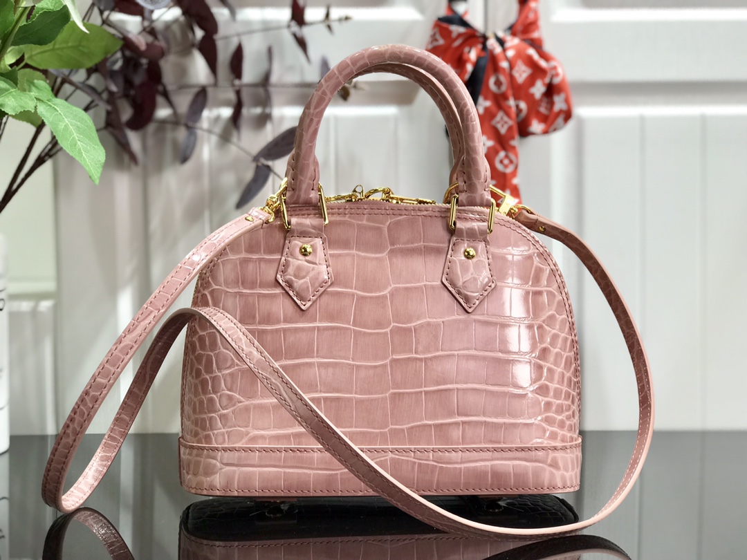 Bagsaaa L0vis Vvtt0n Alma Crocodile Leather Pink25* 17.5*11.5cm