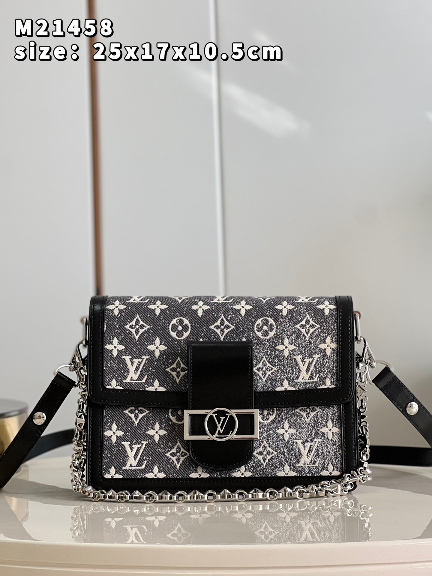 Bagsaaa L0vis Vvtt0n Dauphine MM Black Denim