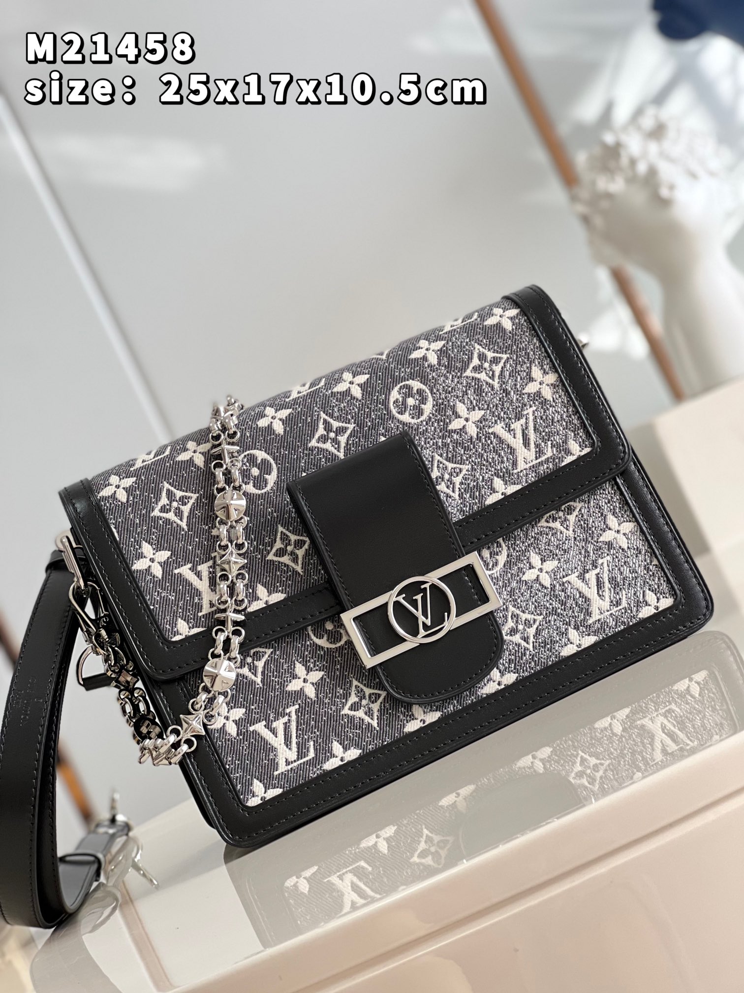 Bagsaaa L0vis Vvtt0n Dauphine MM Black Denim