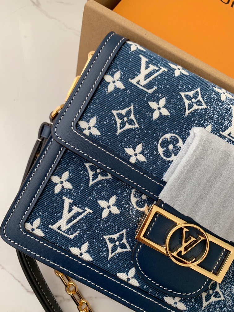 Bagsaaa L0vis Vvtt0n Dauphine MM Blue Denim