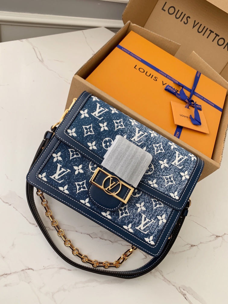 Bagsaaa L0vis Vvtt0n Dauphine MM Blue Denim