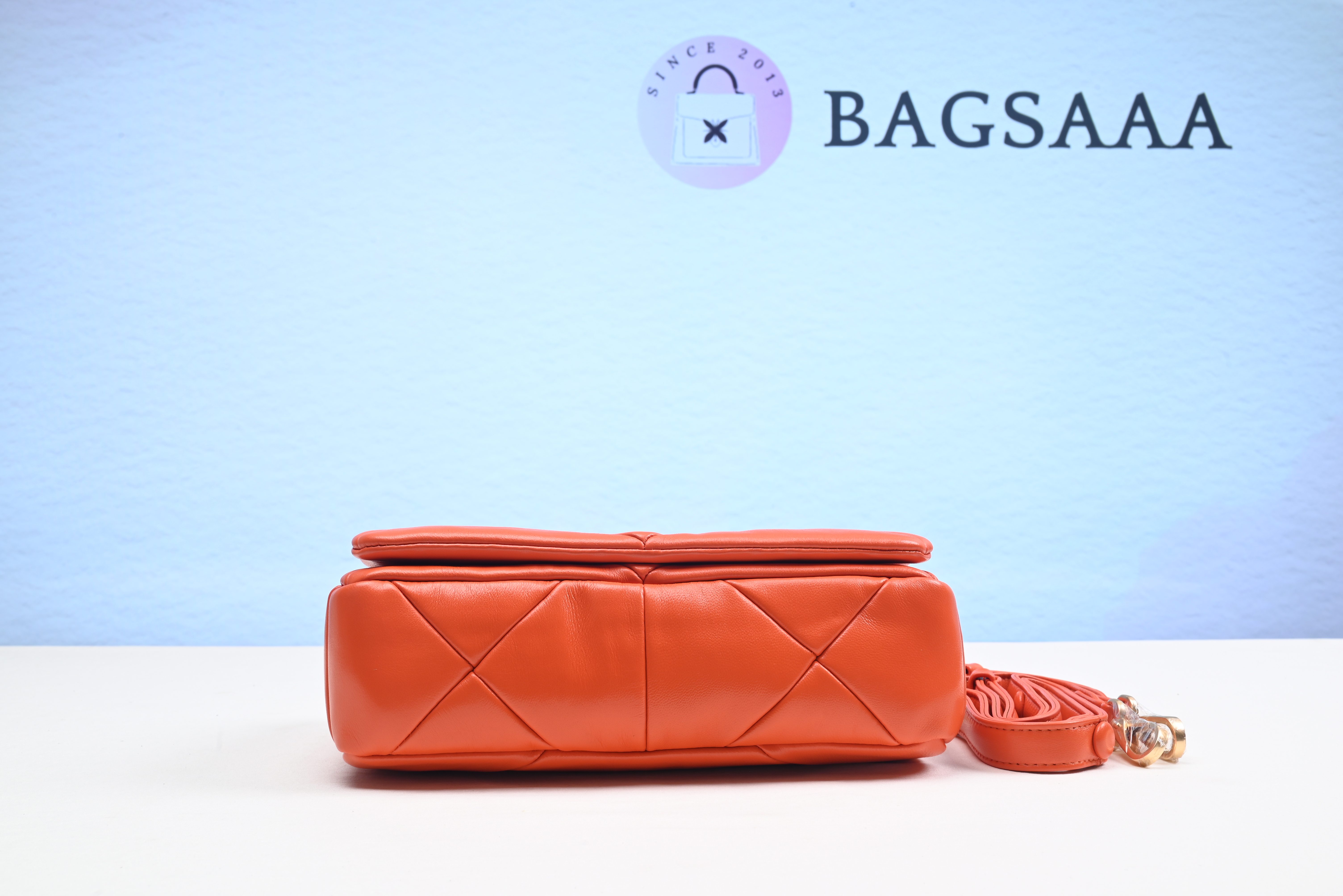 Bagsaaa Pra*a System nappa patchwork shoulder bag orange - 21*15*6.5cm