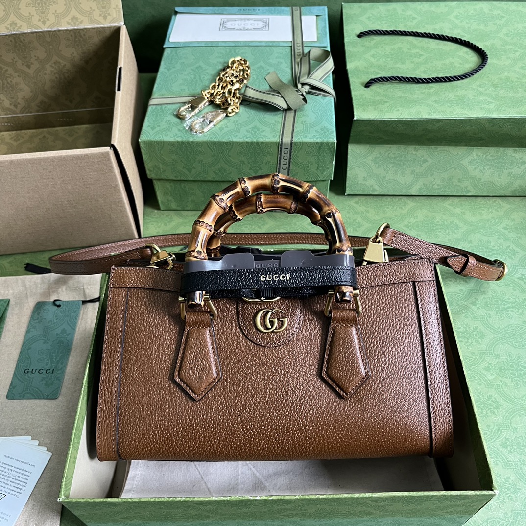 Bagsaaa Gvc*1 Diana Small Shoulder Bag Brown Leather - 27x15.5x11cm。