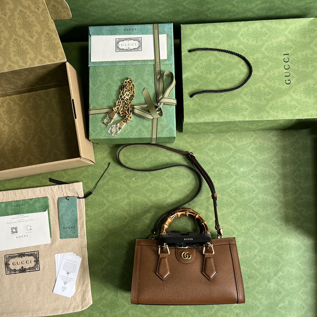 Bagsaaa Gvc*1 Diana Small Shoulder Bag Brown Leather - 27x15.5x11cm。