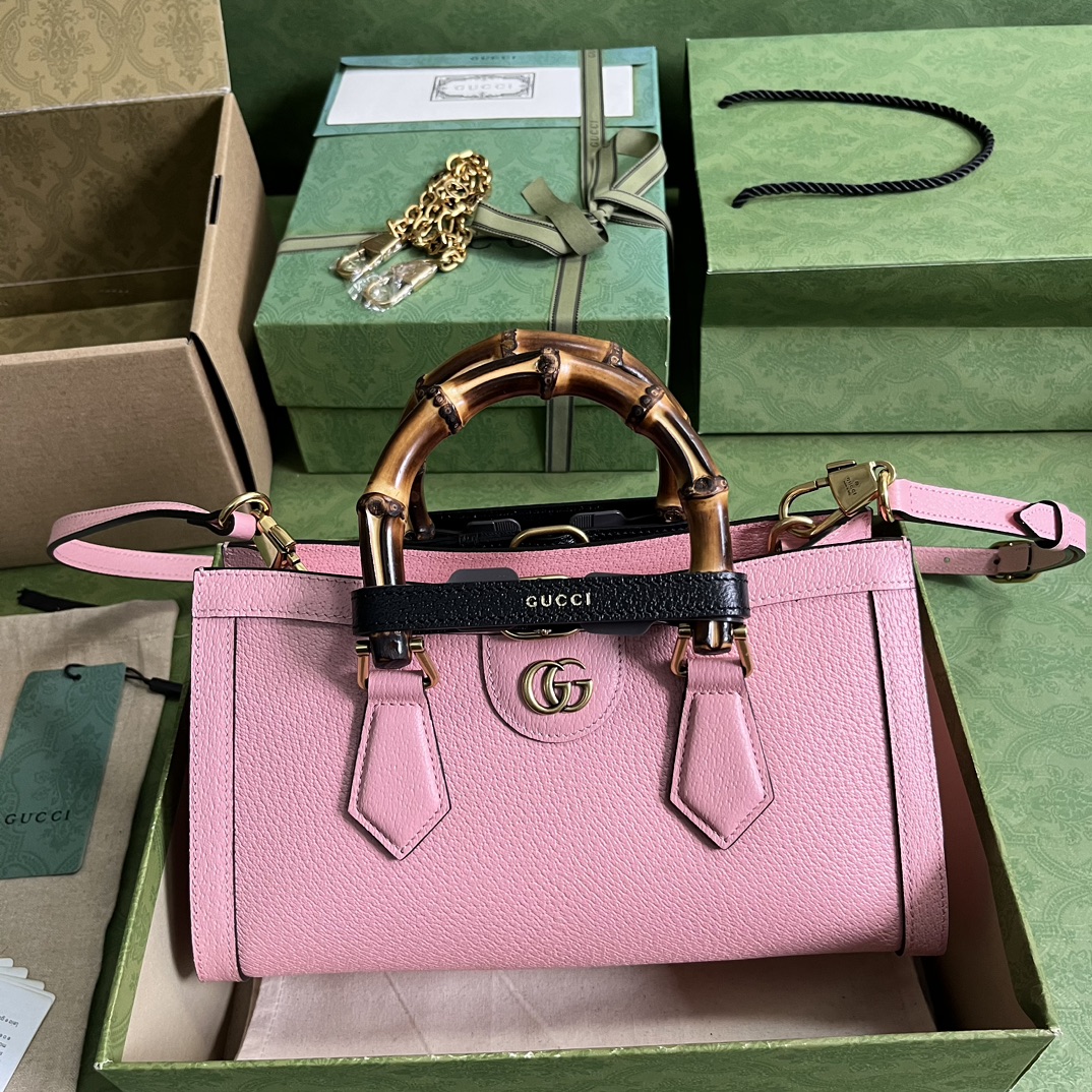 Bagsaaa Gvc*1 Diana Small Shoulder Bag Pink Leather - 27x15.5x11cm。