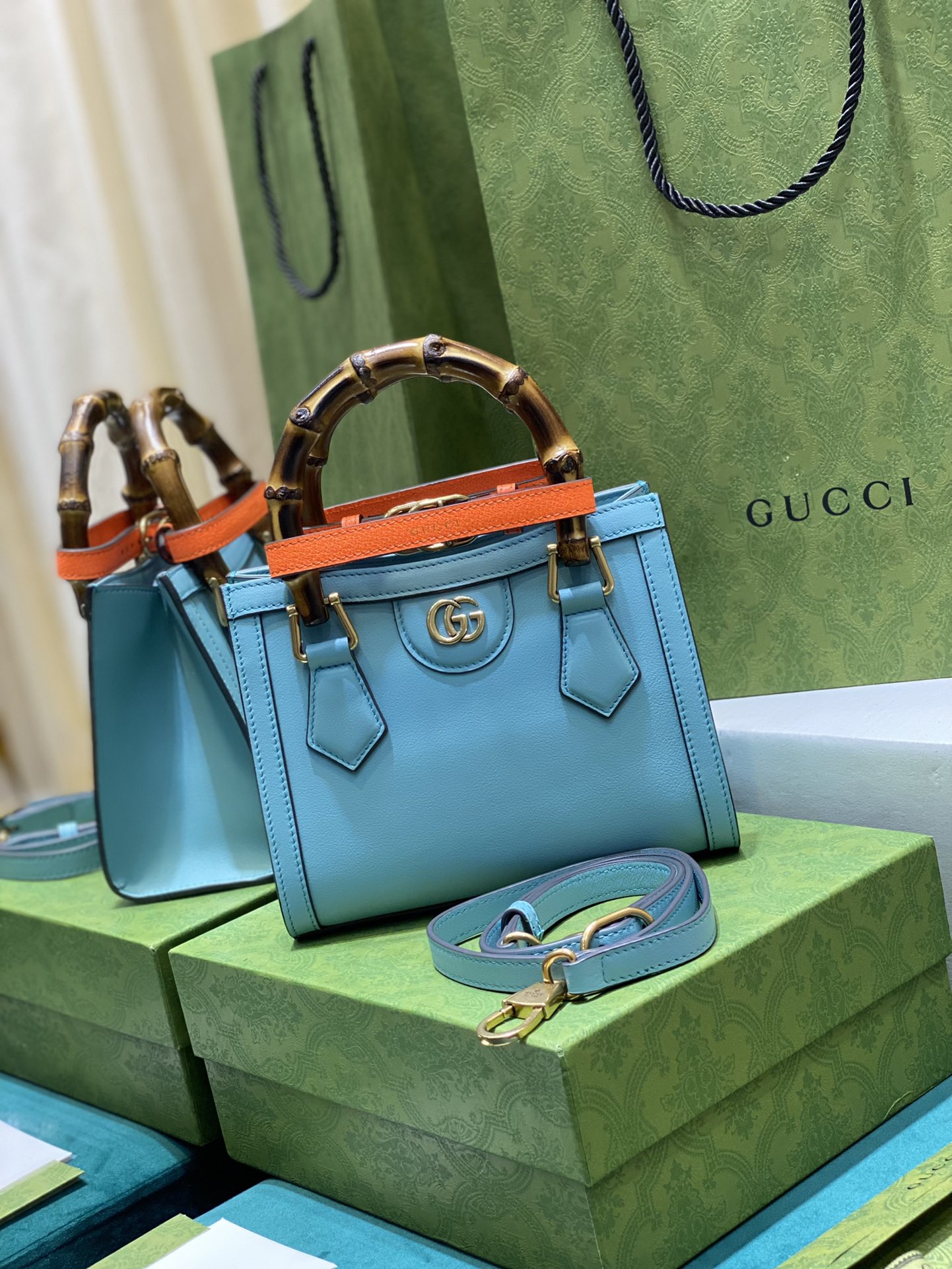 Bagsaaa Gvc*1 Diana GG tote bag light blue - 20*16*10cm