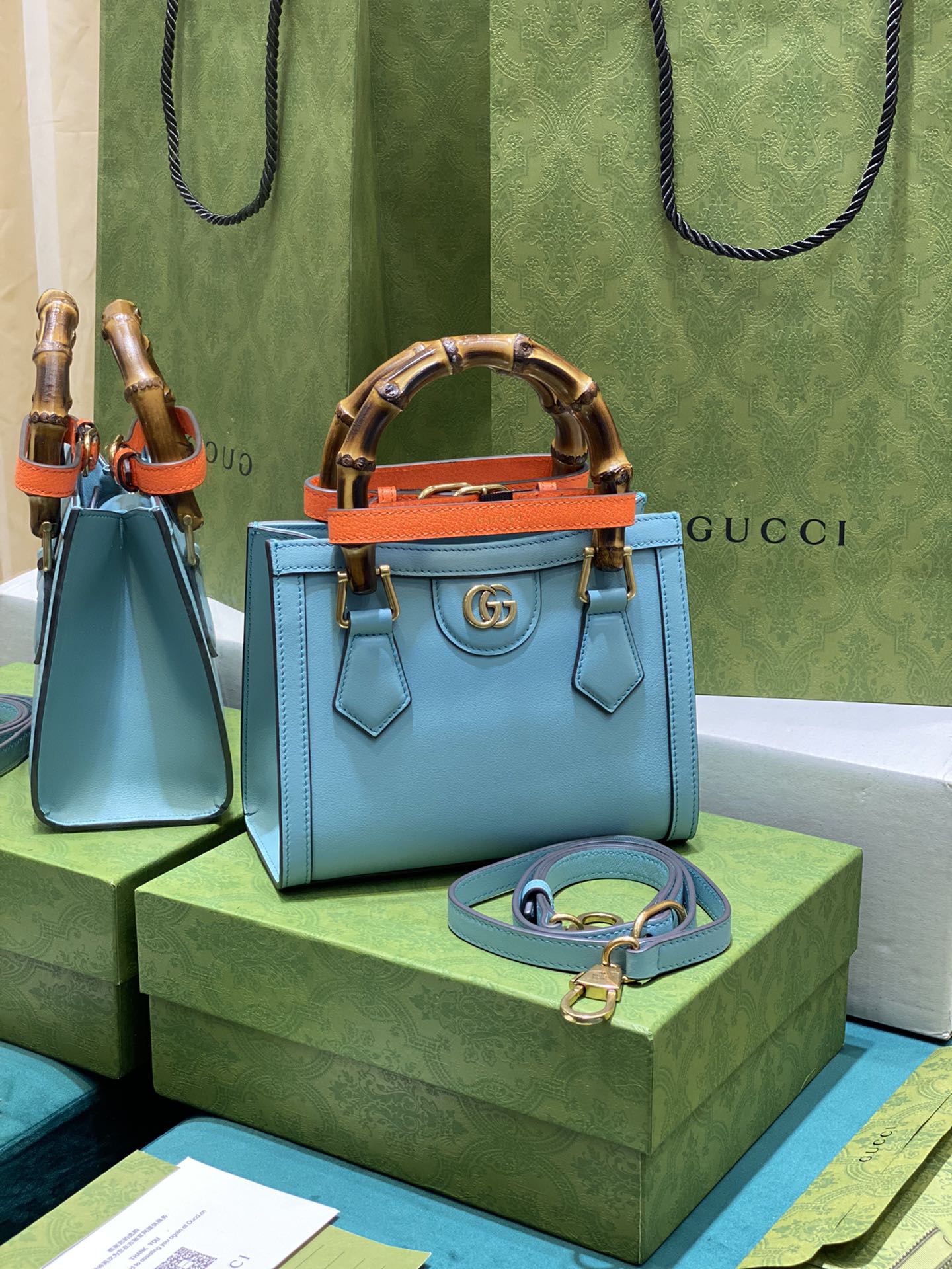Bagsaaa Gvc*1 Diana GG tote bag light blue - 20*16*10cm