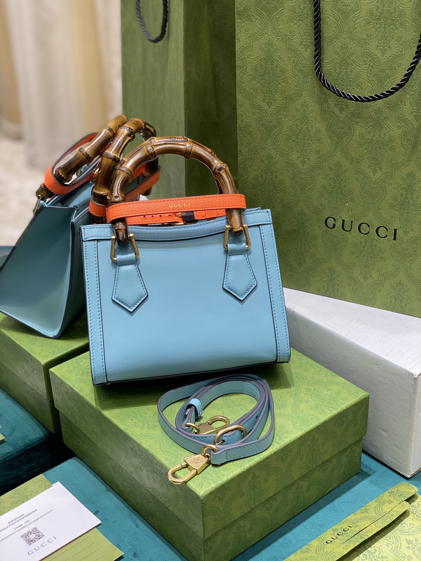 Bagsaaa Gvc*1 Diana GG tote bag light blue - 20*16*10cm
