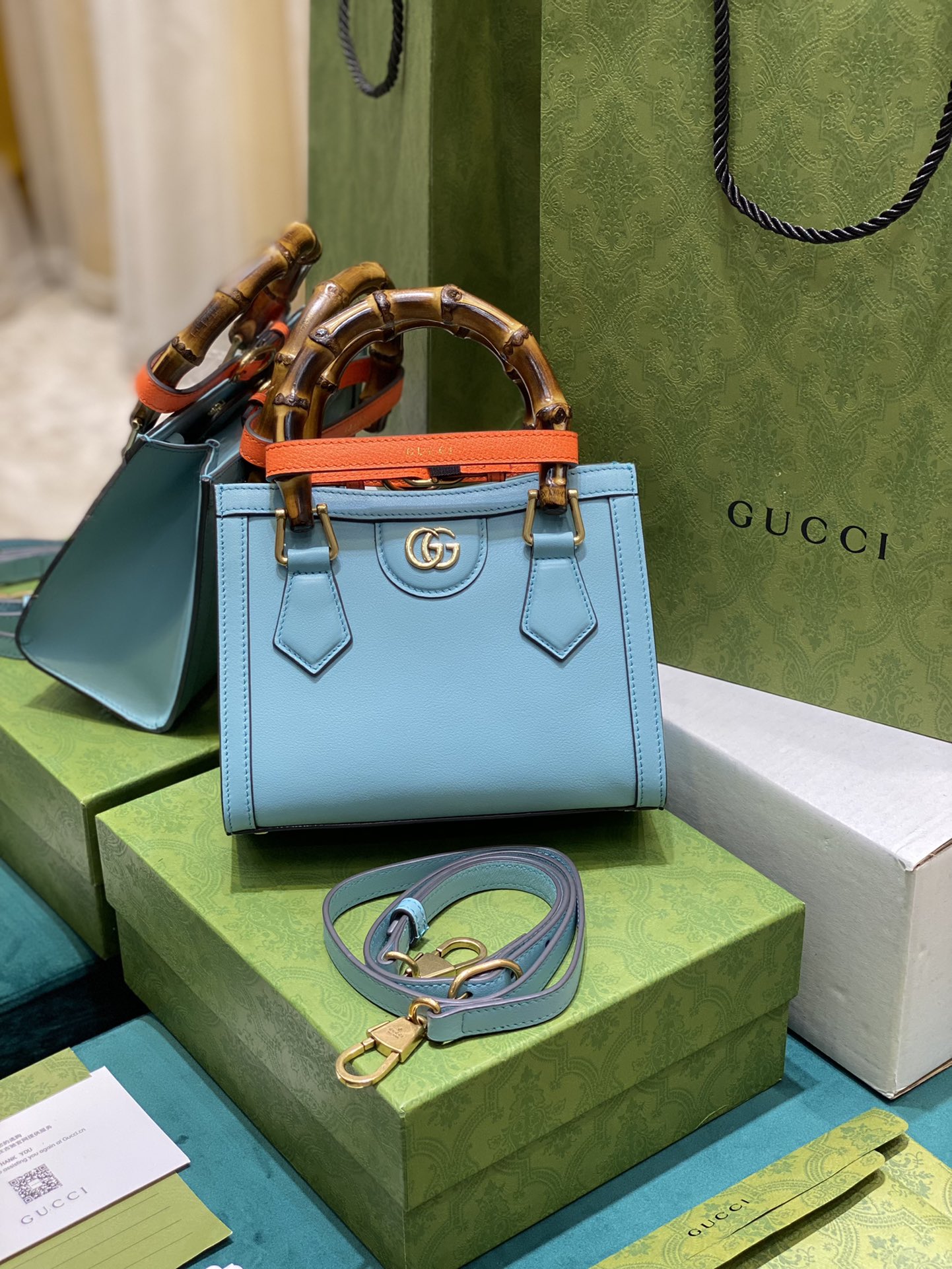Bagsaaa Gvc*1 Diana GG tote bag light blue - 20*16*10cm