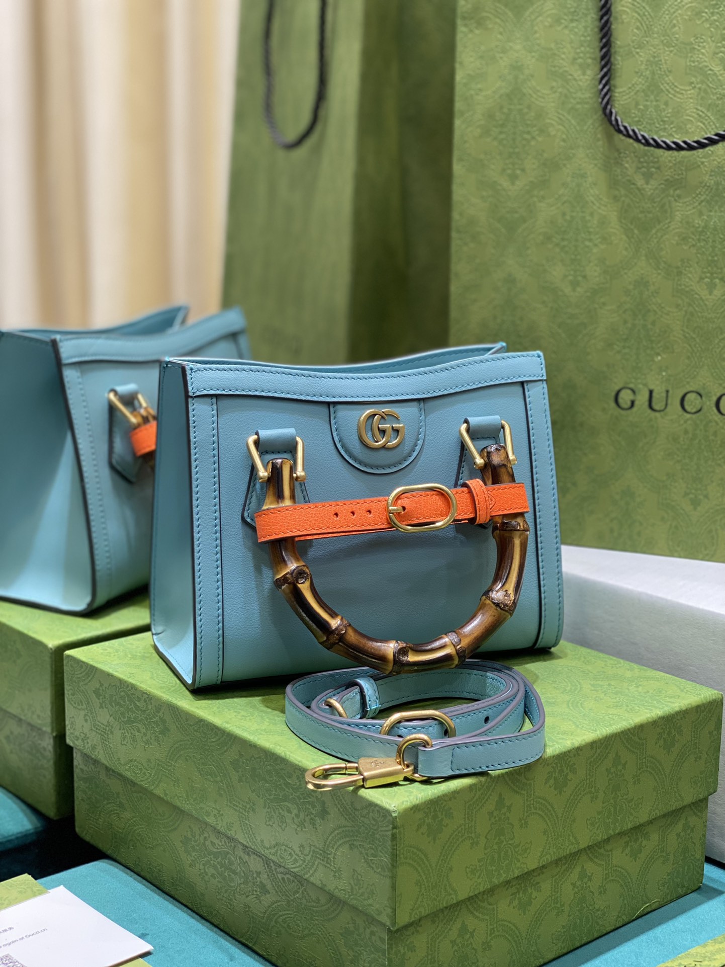 Bagsaaa Gvc*1 Diana GG tote bag light blue - 20*16*10cm