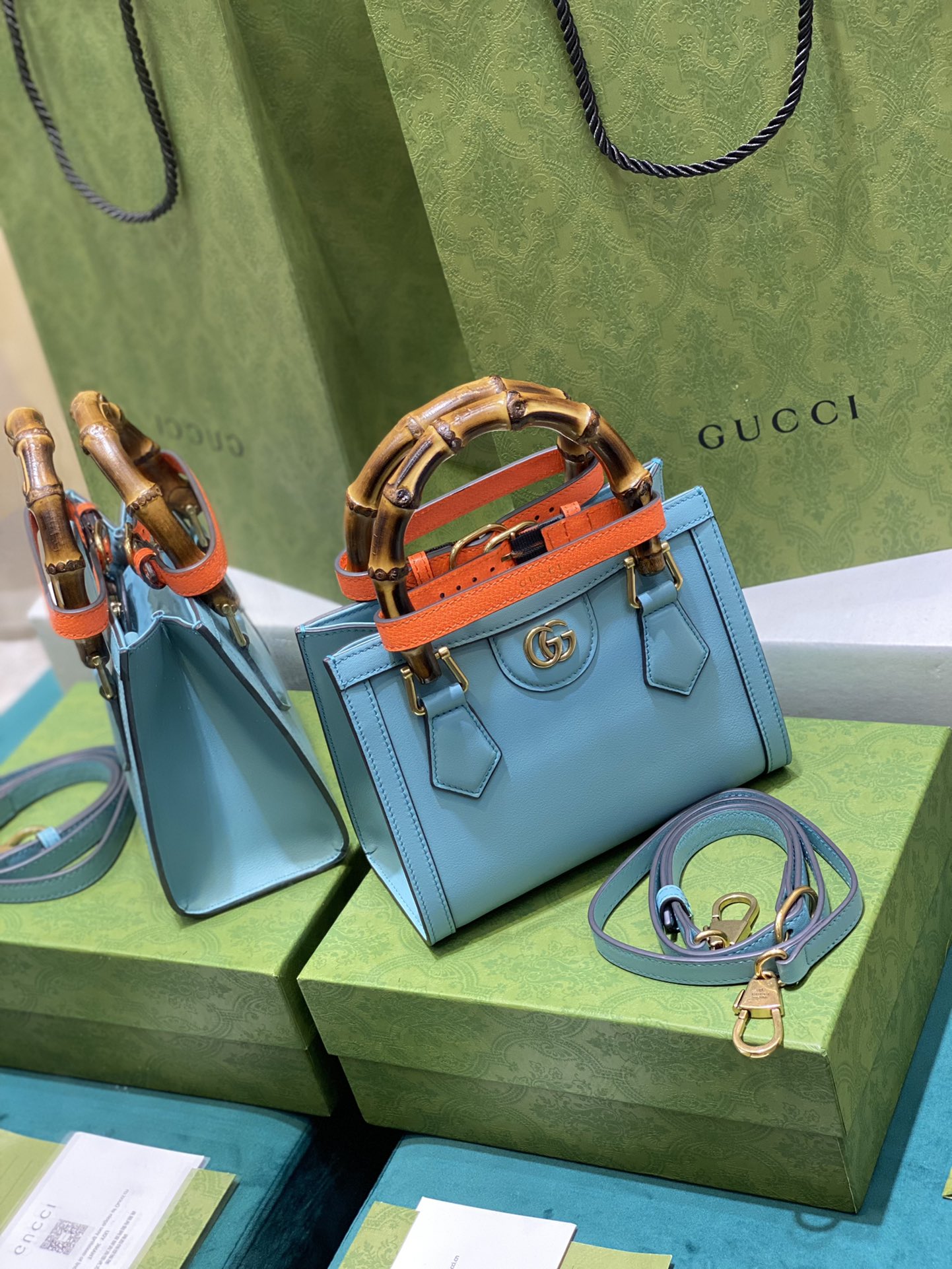 Bagsaaa Gvc*1 Diana GG tote bag light blue - 20*16*10cm