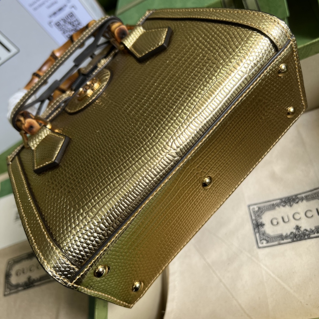 Bagsaaa Gvc*1 Mini Diana Lizard Gold Leather 20x15.5x10cm