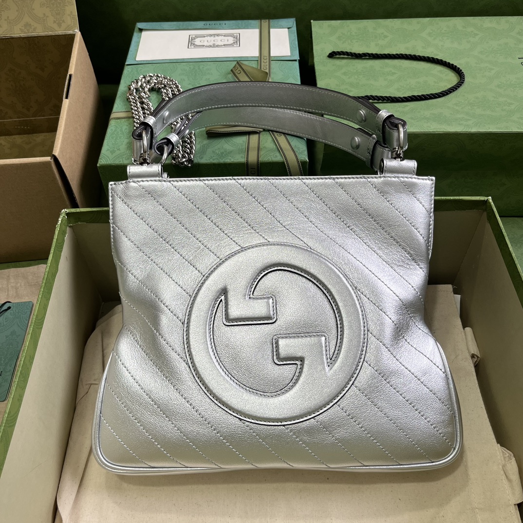 Bagsaaa Gvc*1 Interlocking G Blondie Tote Bag Silver - 24x 30x 6cm