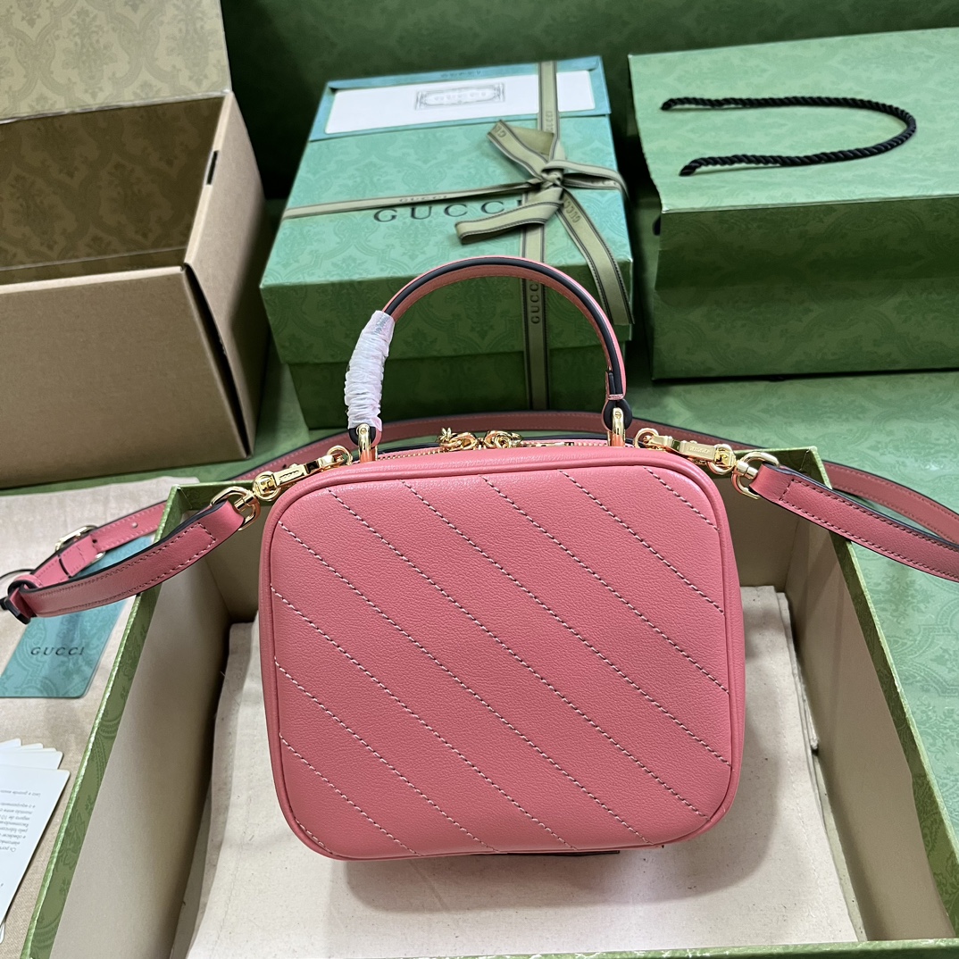 Bagsaaa Gvc*1 Blondie Top Handle Pink Leather Bag - 17x15x9cm